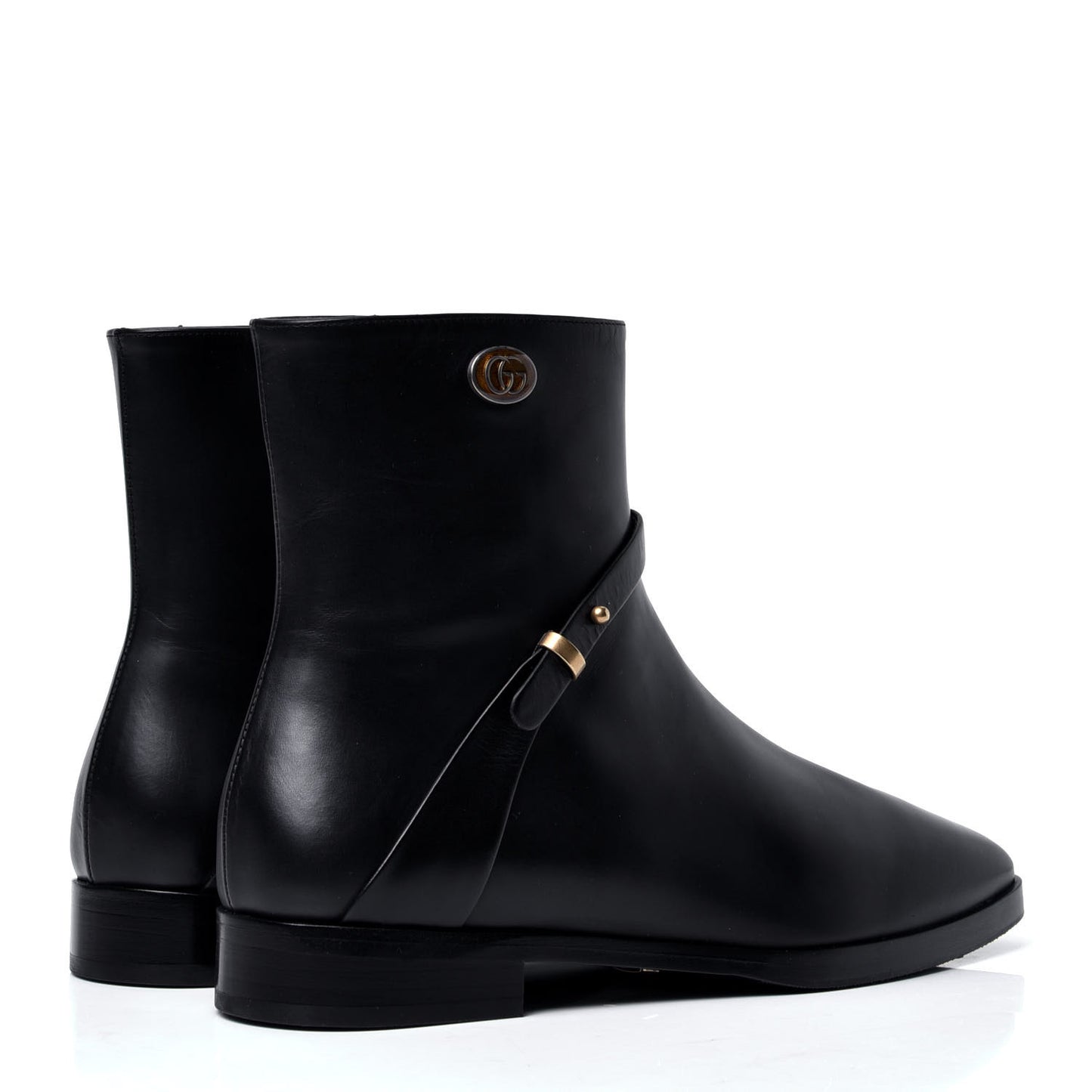 Calfskin Womens GG Ankle Boots 37 Black
