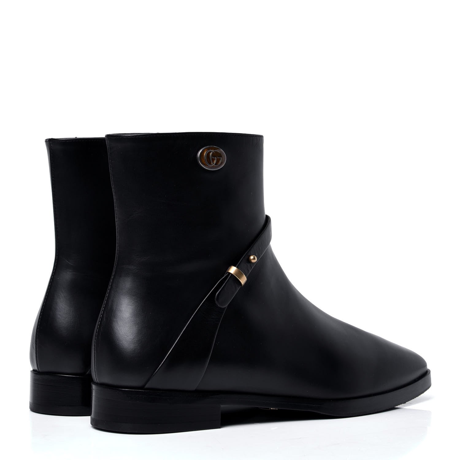 Gucci Calfskin Womens GG Ankle Boots 37 Black 3 of 6