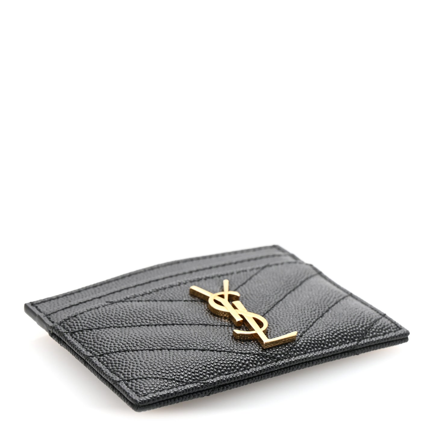 Grain De Poudre Matelasse Chevron Monogram Credit Card Case Black