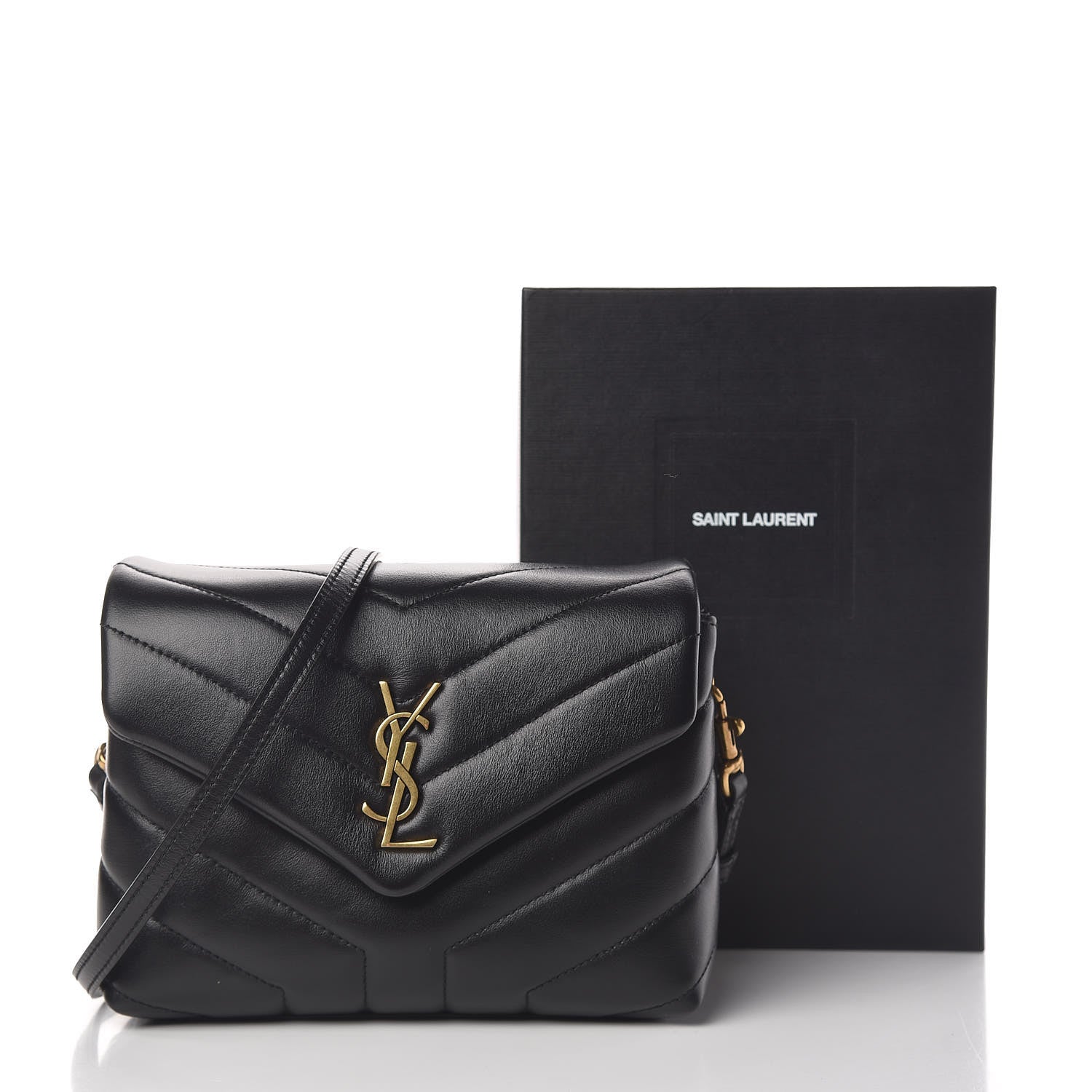 Saint Laurent Calfskin Y Quilted Monogram Toy Loulou Crossbody Bag Black 12 of 12