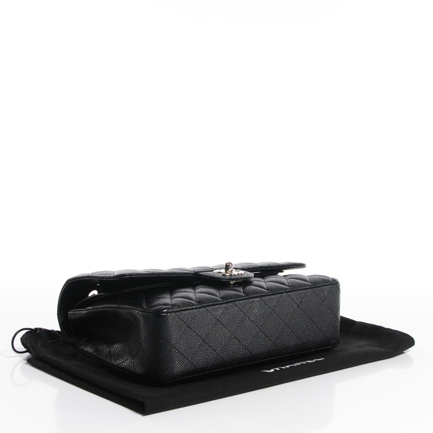 Caviar Quilted Medium Double Flap Black