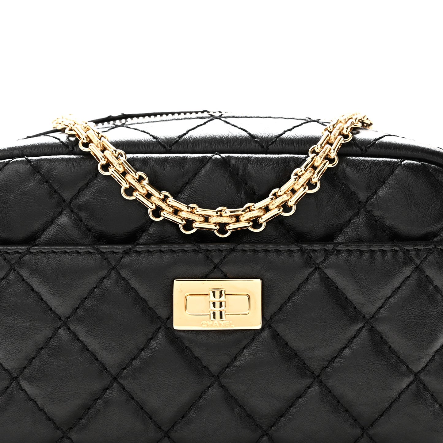 Aged Calfskin Quilted Mini Reissue Camera Case Black