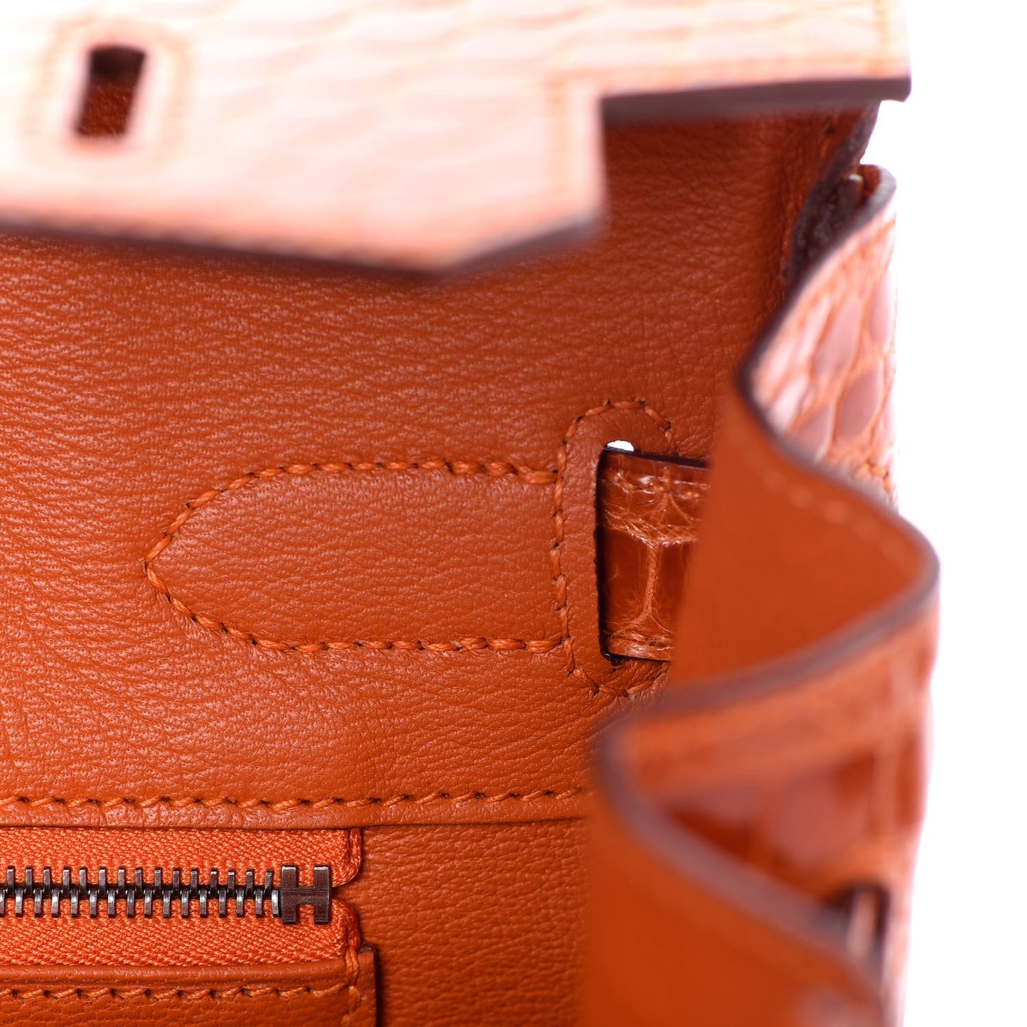 Shiny Porosus Crocodile Birkin 30 Orange