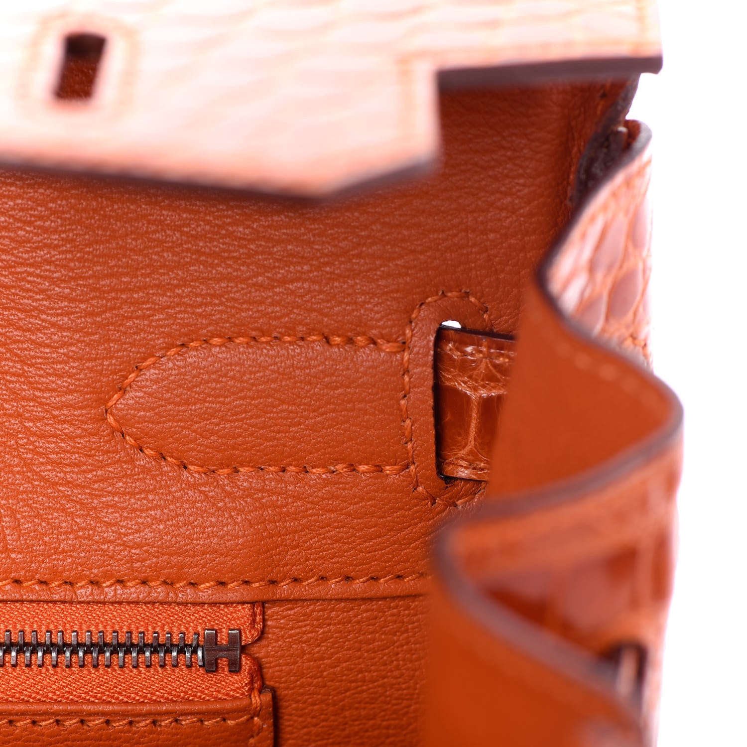 Hermes Shiny Porosus Crocodile Birkin 30 Orange 23 of 29