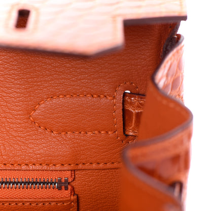 Hermes Shiny Porosus Crocodile Birkin 30 Orange 23 of 29