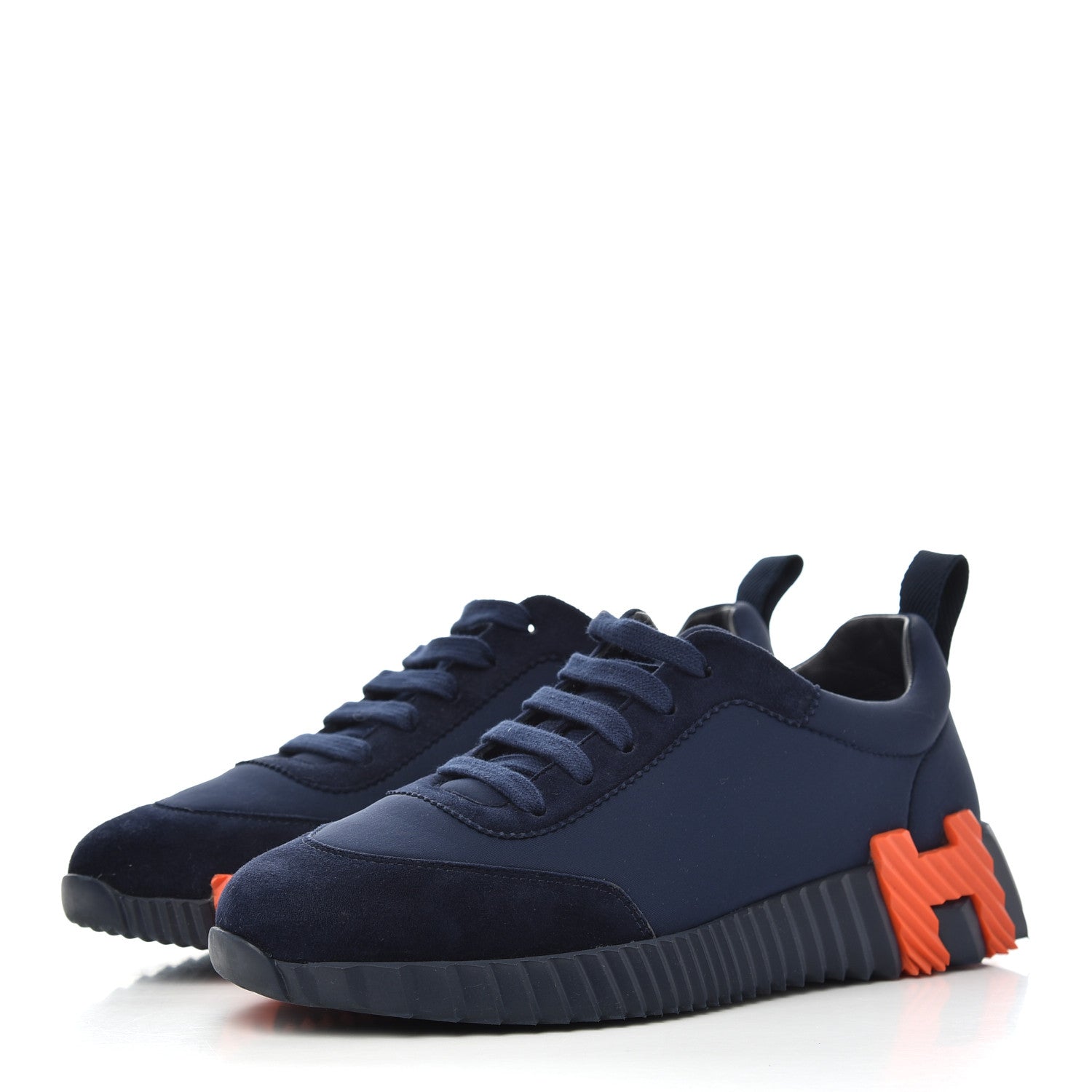 Hermes Technical Jersey Suede Goatskin Bouncing Sneakers 36 Marine 3 of 11