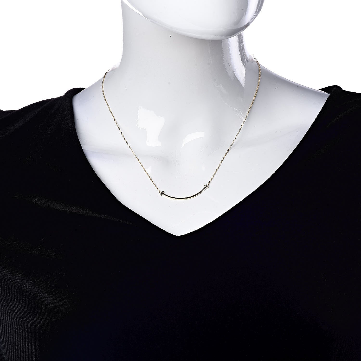 Tiffany 18K Yellow Gold Small T Smile Pendant Necklace 2 of 5