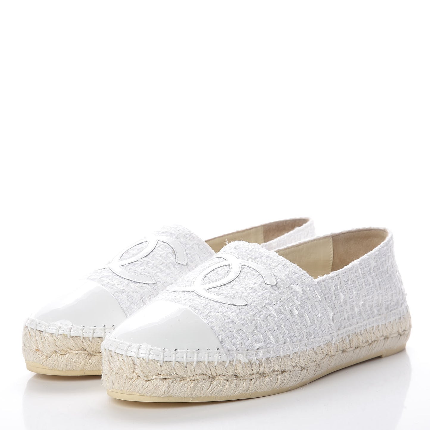 Tweed Patent CC Espadrilles 36 White