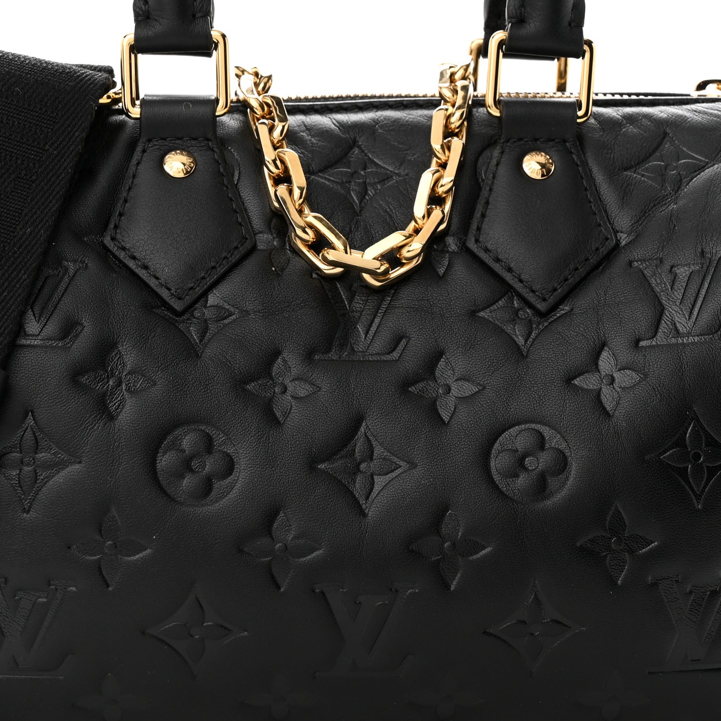 Lambskin Embossed Monogram Speedy 22 Bandouliere Black