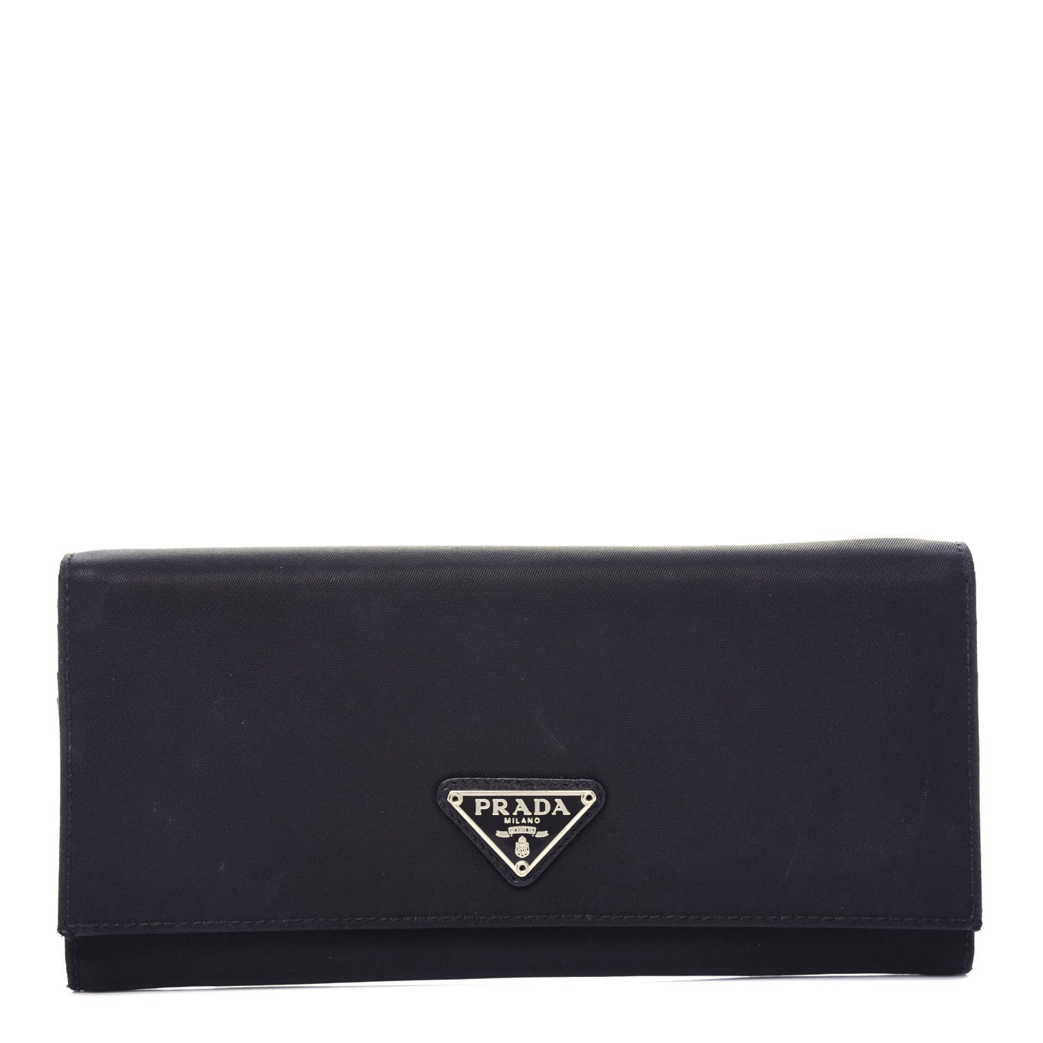 Prada Tessuto Nylon Continental Flap Wallet Black 1 of 8