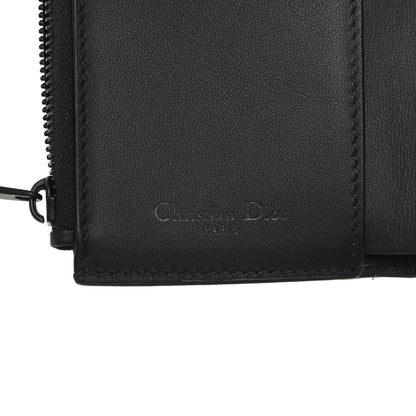 Christian Dior Ultra Matte Calfskin Saddle Lotus Wallet Black 6 of 6