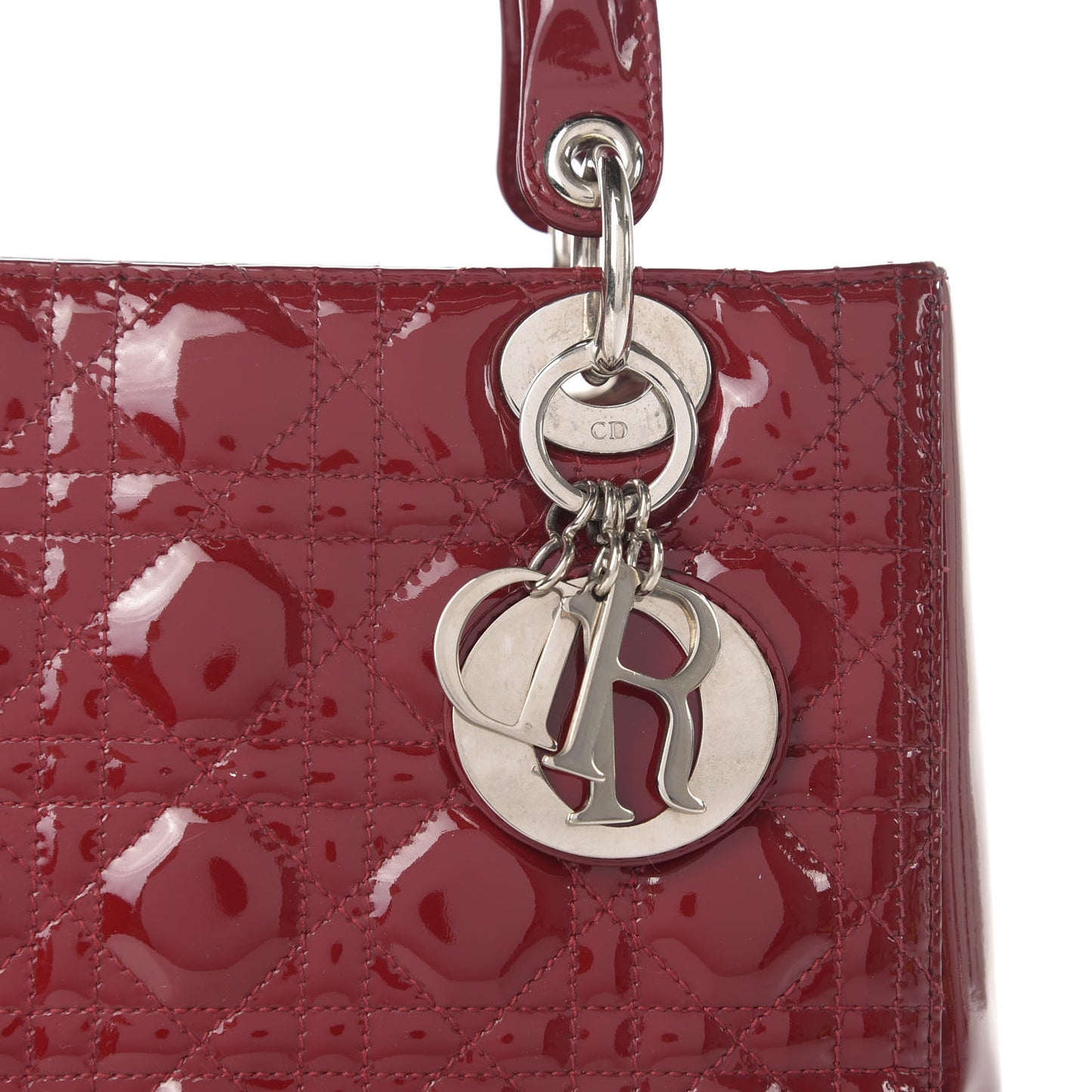 Patent Cannage Medium Lady Dior Red