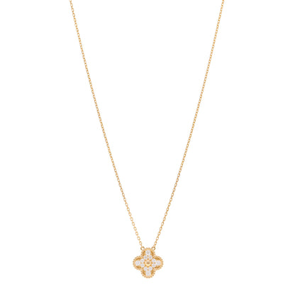 Van Cleef & Arpels 18K Yellow Gold Diamond Vintage Alhambra Pendant Necklace 1 of 4