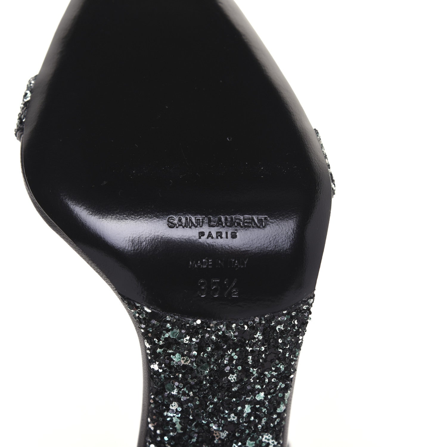Saint Laurent Glitter Amber 105 Ankle Strap Sandals 35.5 Black 9 of 10