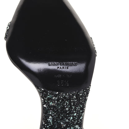 Saint Laurent Glitter Amber 105 Ankle Strap Sandals 35.5 Black 9 of 10
