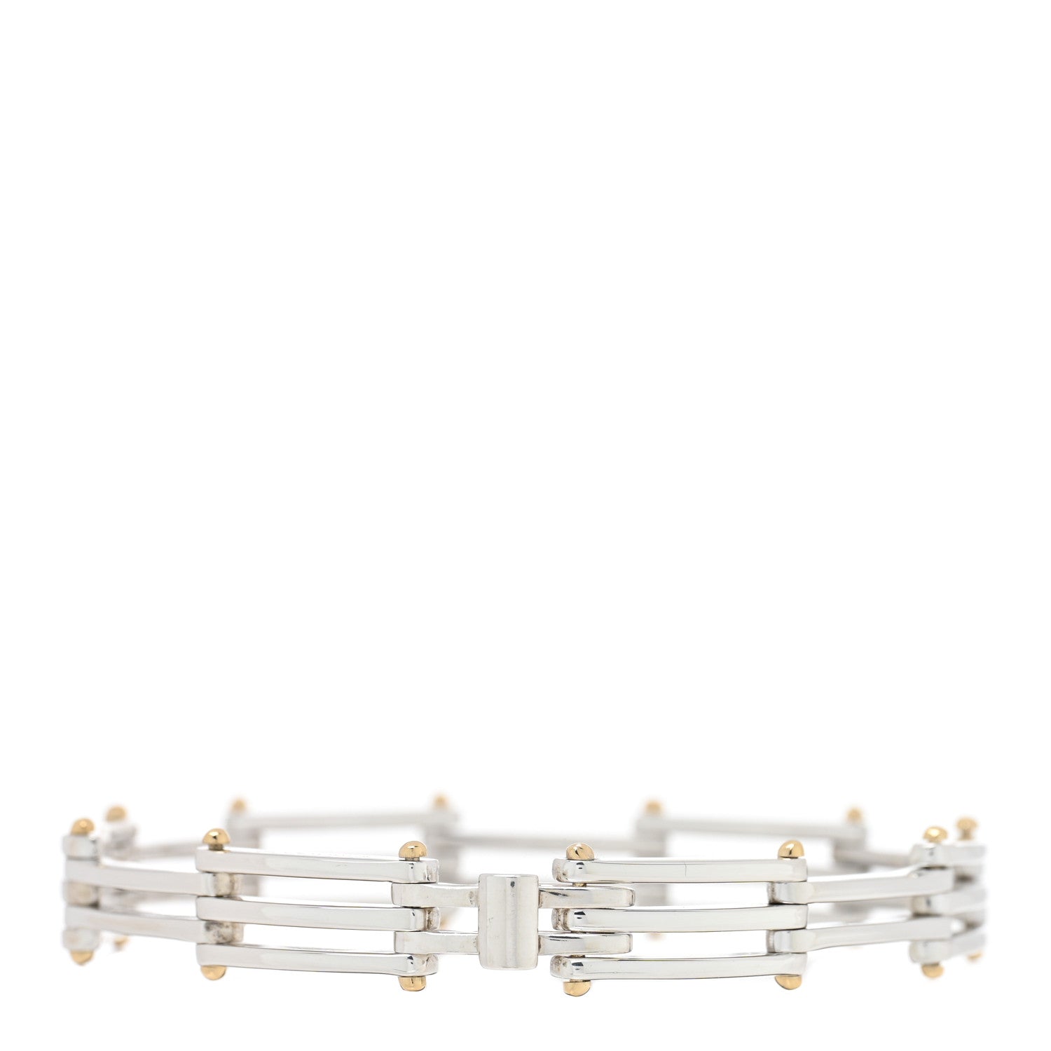 Tiffany Sterling Silver 18K Yellow Gold Gatelink Bracelet 2 of 4