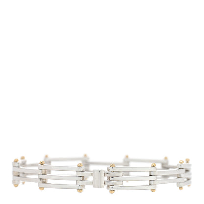 Tiffany Sterling Silver 18K Yellow Gold Gatelink Bracelet 2 of 4