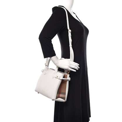 Burberry Grainy Calfskin House Check Small Banner Tote Chalk White 2 of 10