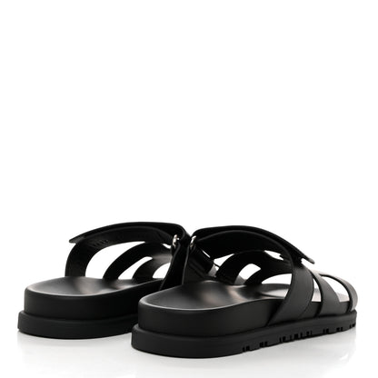 Hermes Calfskin Womens Chypre Sandals 37 Black 5 of 9