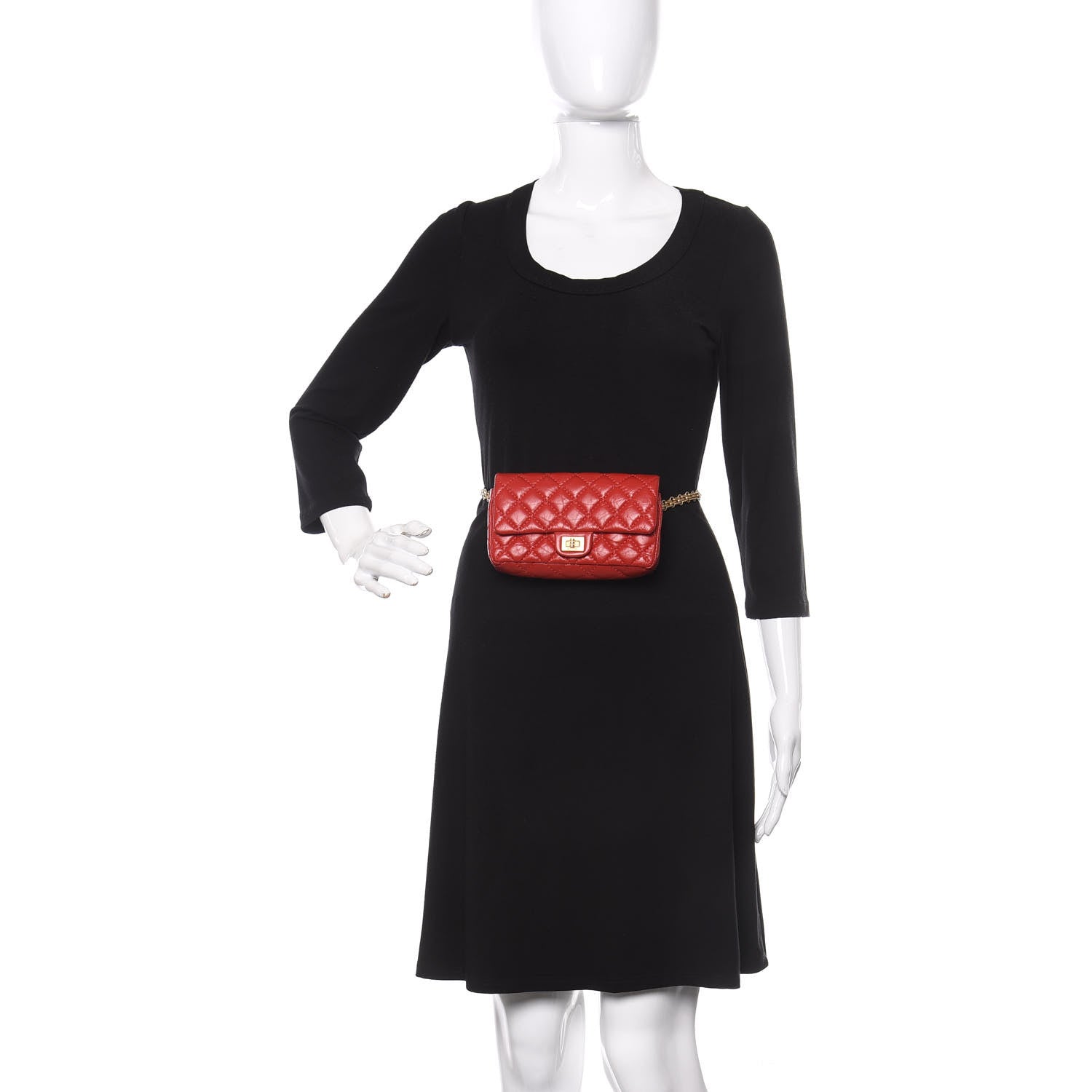 Chanel Aged Calfskin Quilted 2.55 Reissue Flap Belt Bag Red 2 of 10