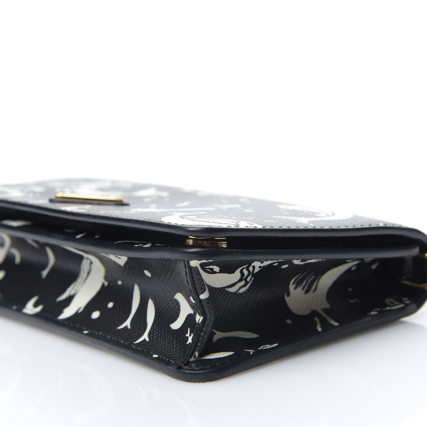 Prada Saffiano Triangle Logo Mermaid Print Mini Crossbody Bag Black 5 of 8