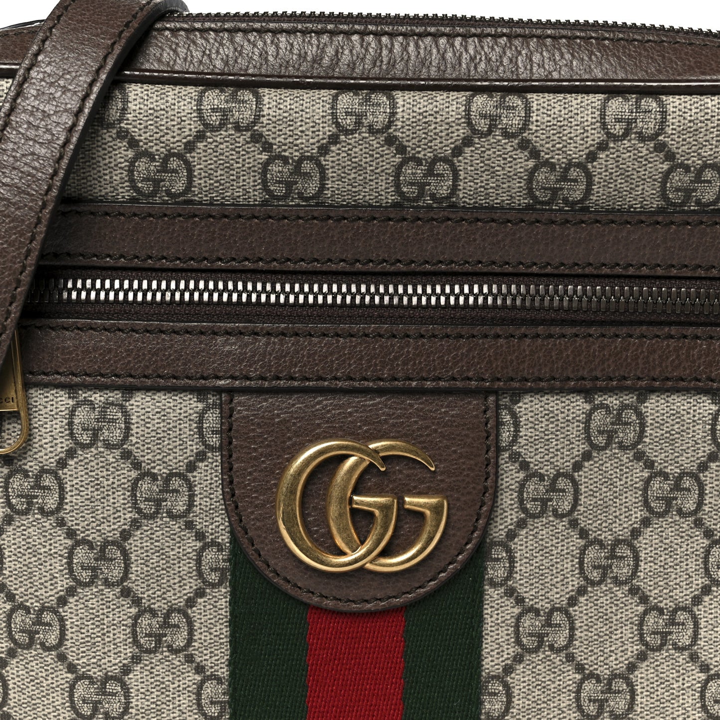 GG Supreme Monogram Web Small Ophidia Messenger Bag Brown