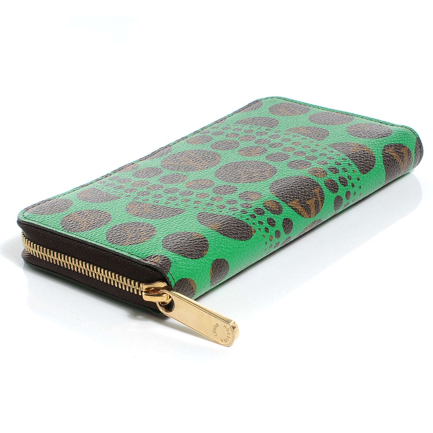 Louis Vuitton Monogram Kusama Pumpkin Dots Zippy Wallet Green 4 of 7