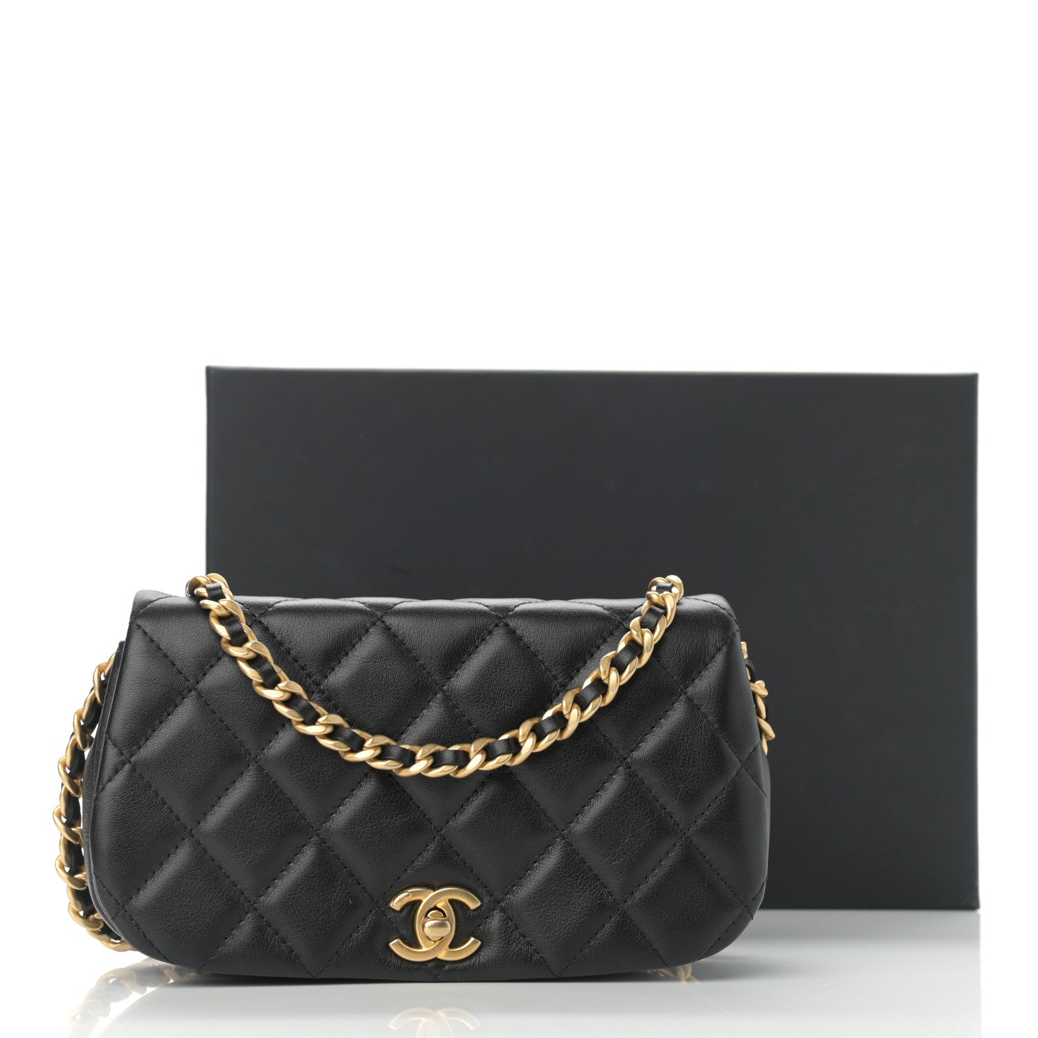 Chanel Calfskin Quilted Coco Mail Clutch With Chain Black 14 of 14