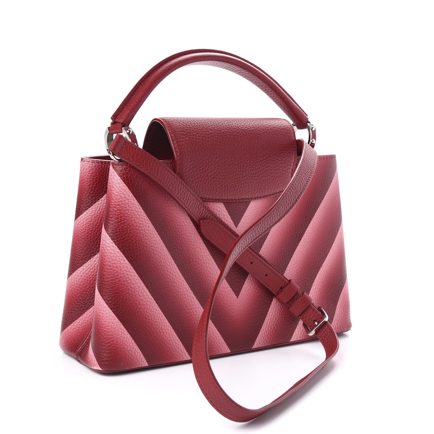 Taurillon Chevron Capucines PM Cherry