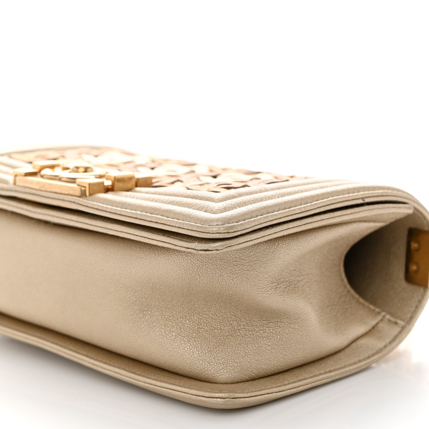 Chanel Metallic Lambskin Small Golden CC Boy Flap Dark Gold 10 of 10
