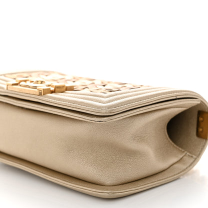 Chanel Metallic Lambskin Small Golden CC Boy Flap Dark Gold 10 of 10