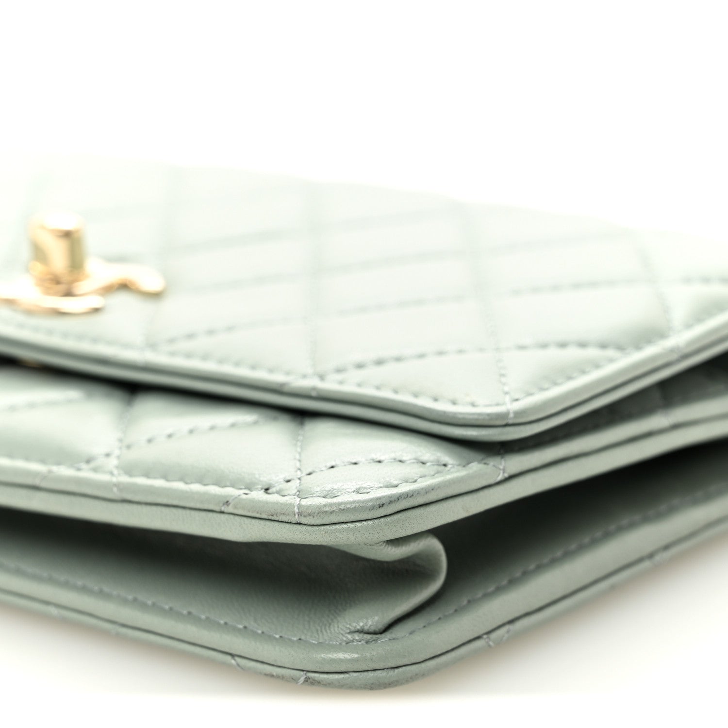 Chanel Lambskin Quilted Trendy CC Wallet On Chain WOC Grey 10 of 11