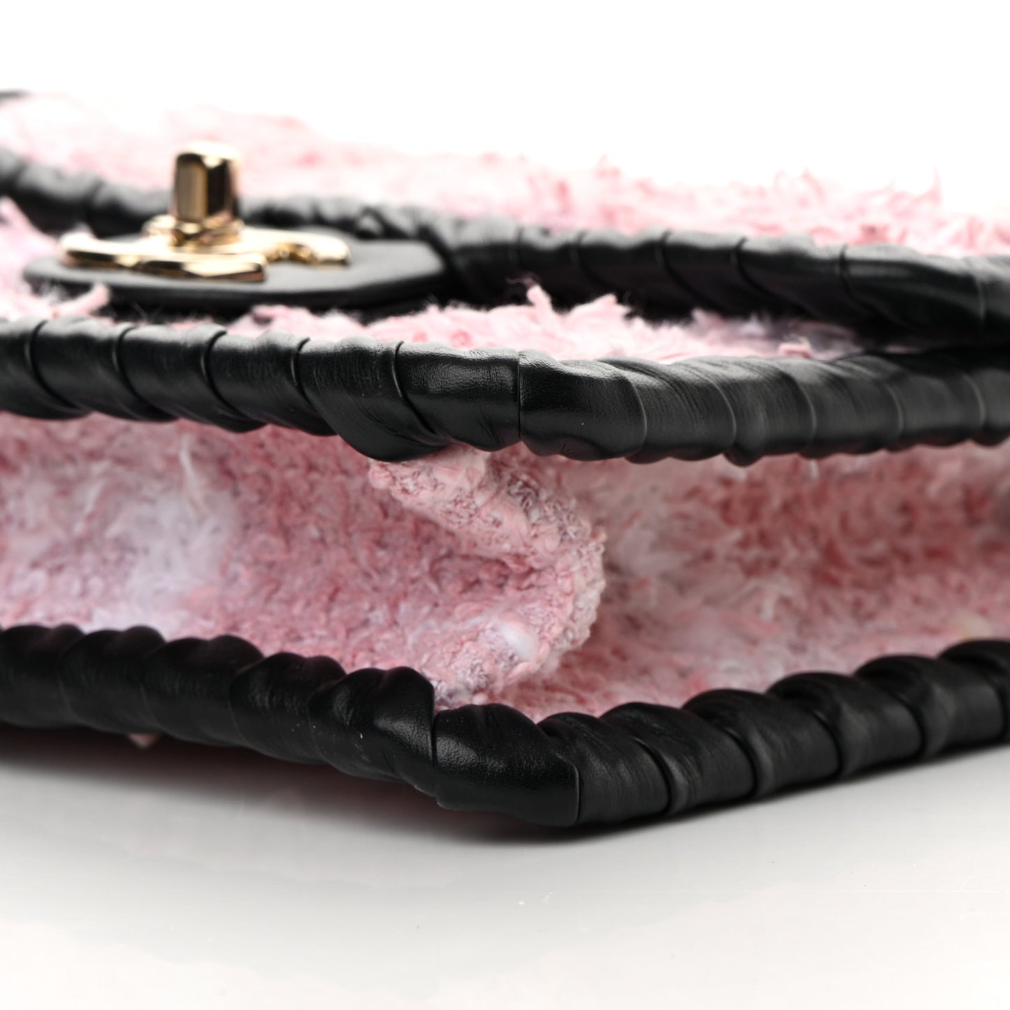 Tweed Braided Calfskin Mini My Own Frame Flap Pink Black