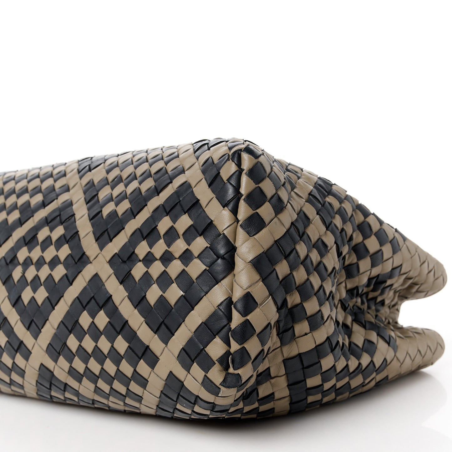 Nappa Intrecciato Medium Pavone Tote Beige Black
