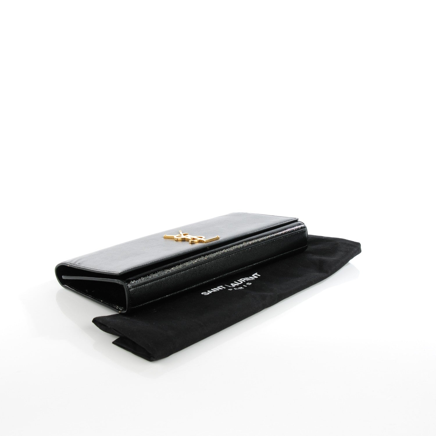 Saint Laurent Textured Patent Classic Monogram Clutch Black 4 of 7