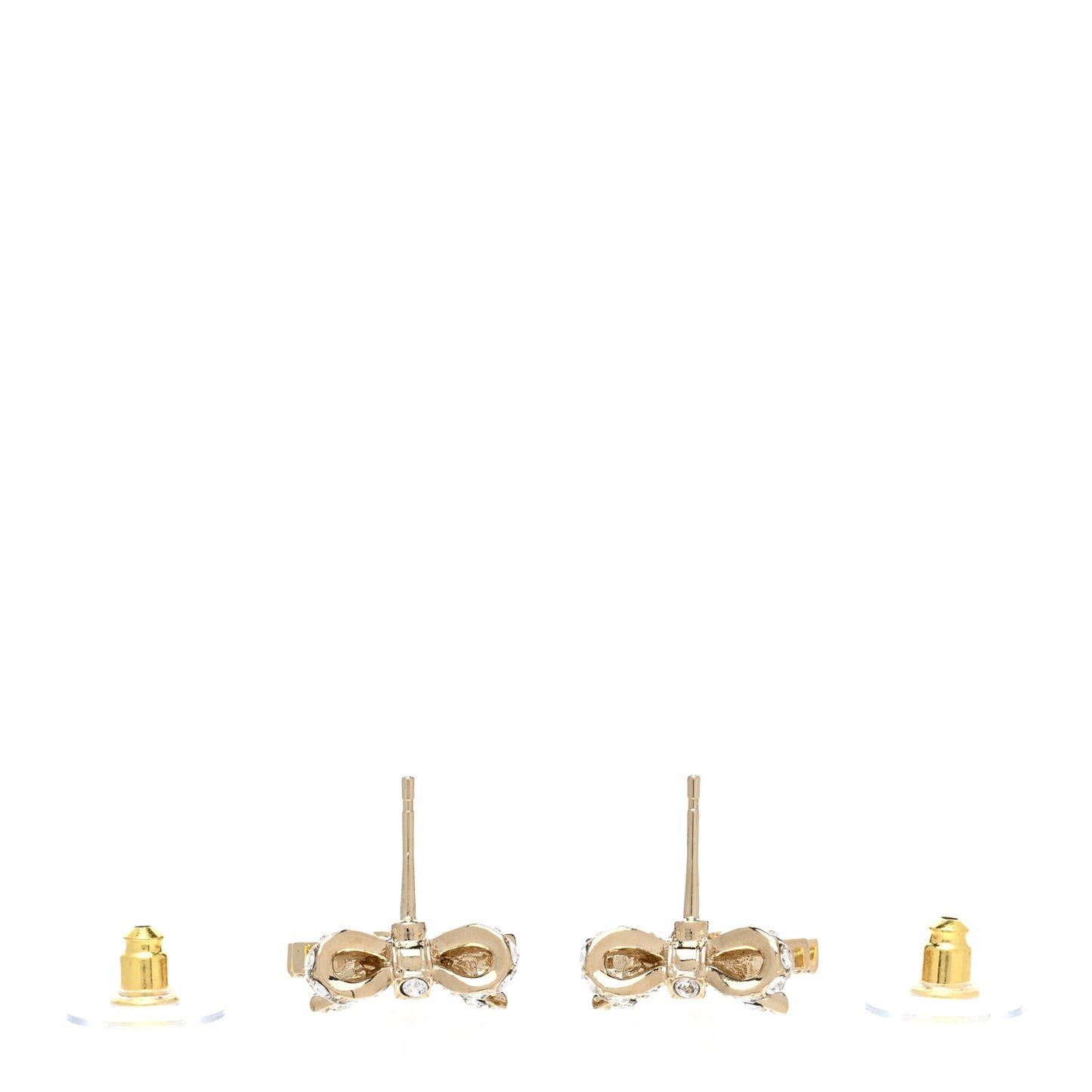 Crystal CC Bow Dangle Earrings Gold
