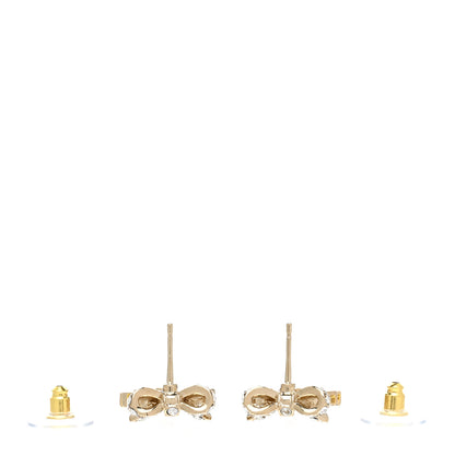 Chanel Crystal CC Bow Dangle Earrings Gold 3 of 5