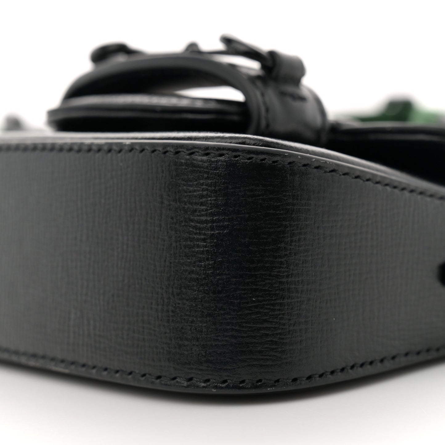 Azalea Calfskin Web Monochrome Horsebit 1955 Wallet On Strap Black