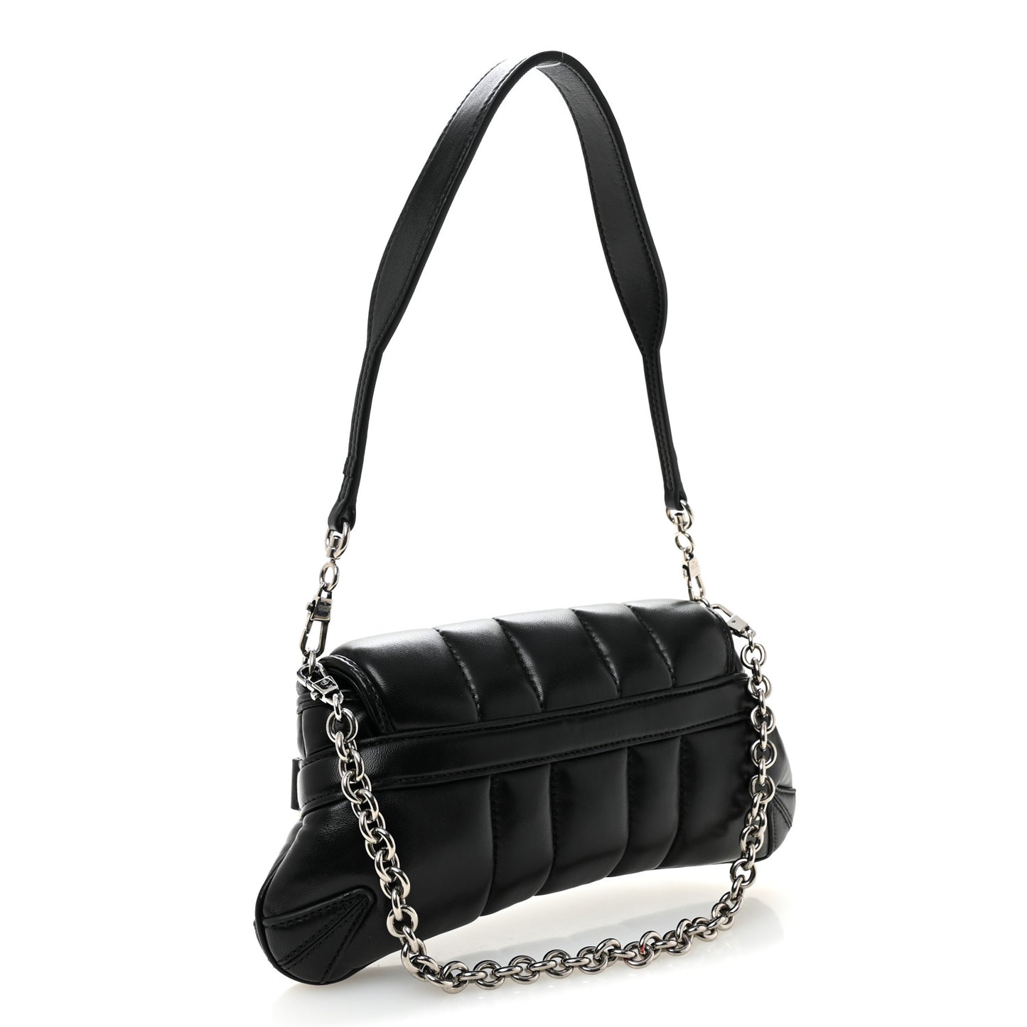 Nappa Vertical Matelasse Small Maxi Horsebit Chain Shoulder Bag Black