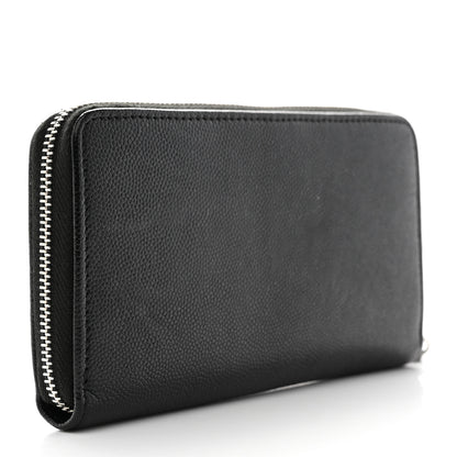 Chanel Caviar CC Small Zip Around Wallet Black Blue Green 3 of 9