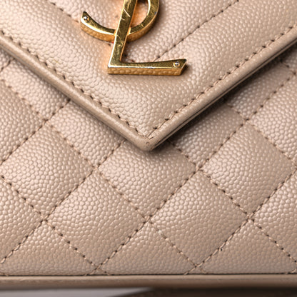 Saint Laurent Grain De Poudre Textured Mixed Matelasse Medium Triquilt Monogram Satchel Dark Beige 15 of 16