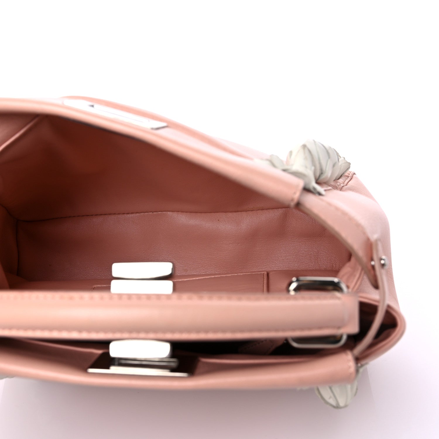 Fendi Nappa Rosebud Mini Peekaboo Iconic Satchel Baby Pink 5 of 9