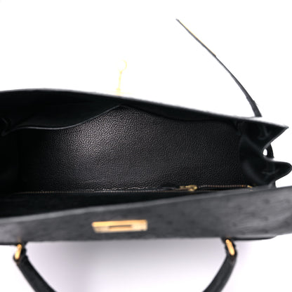 Hermes Ostrich Kelly Sellier 32 Black 5 of 24