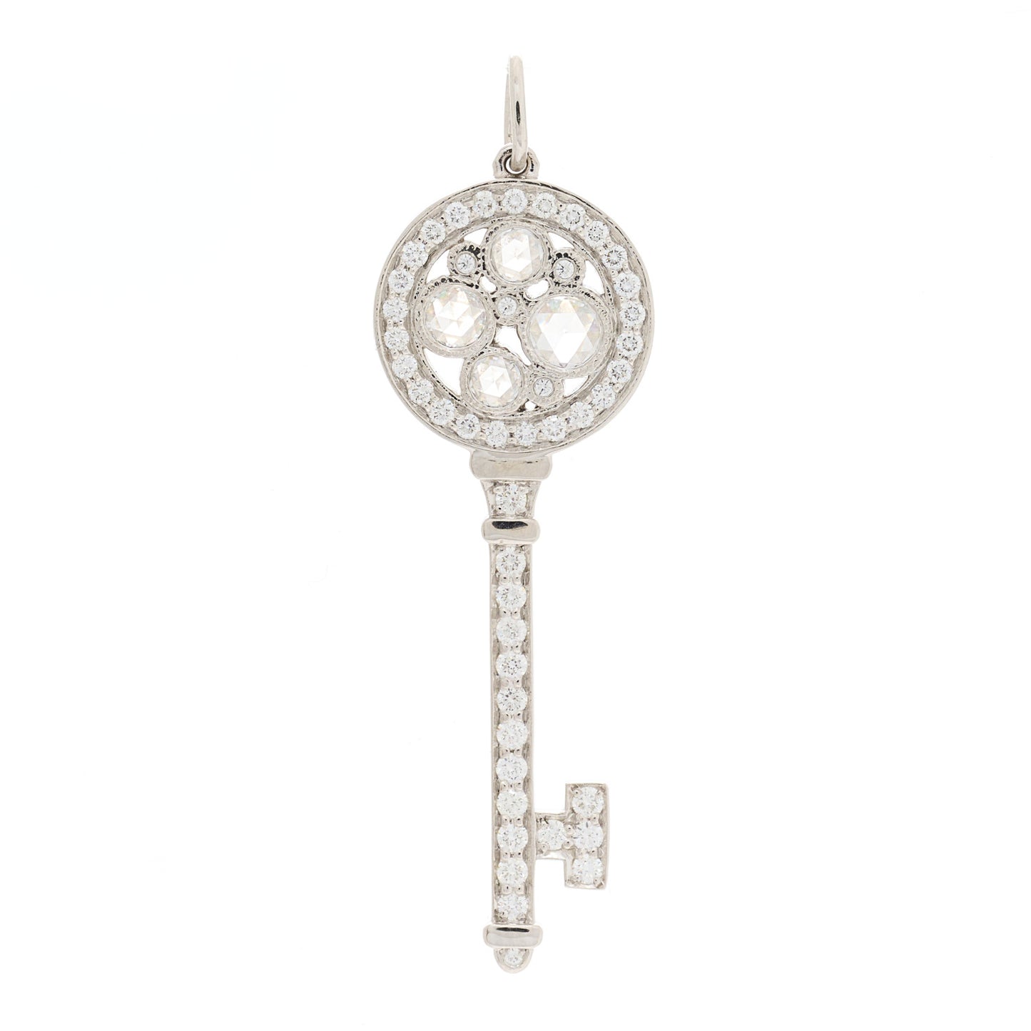 Platinum Diamond Cobblestone Key Pendant