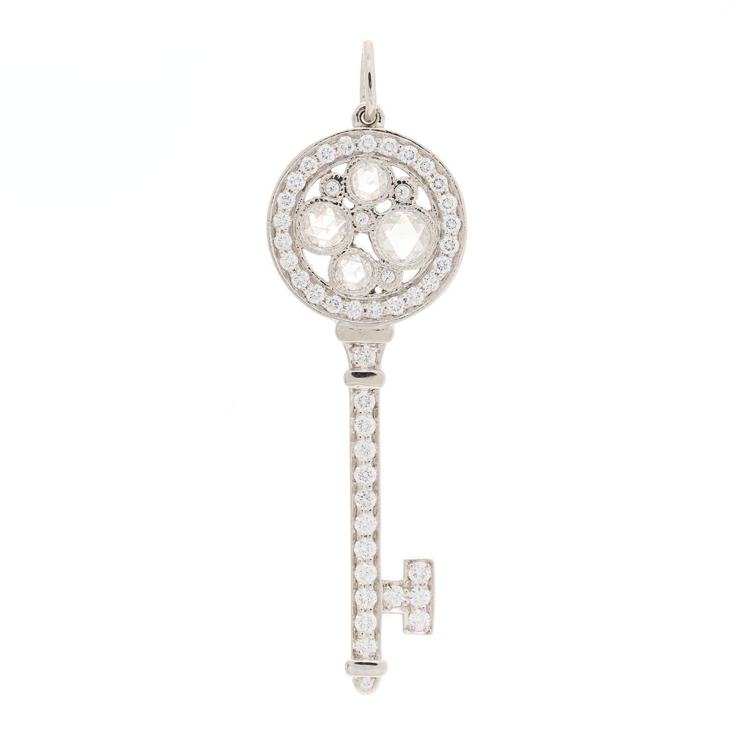 Tiffany Platinum Diamond Cobblestone Key Pendant 1 of 3