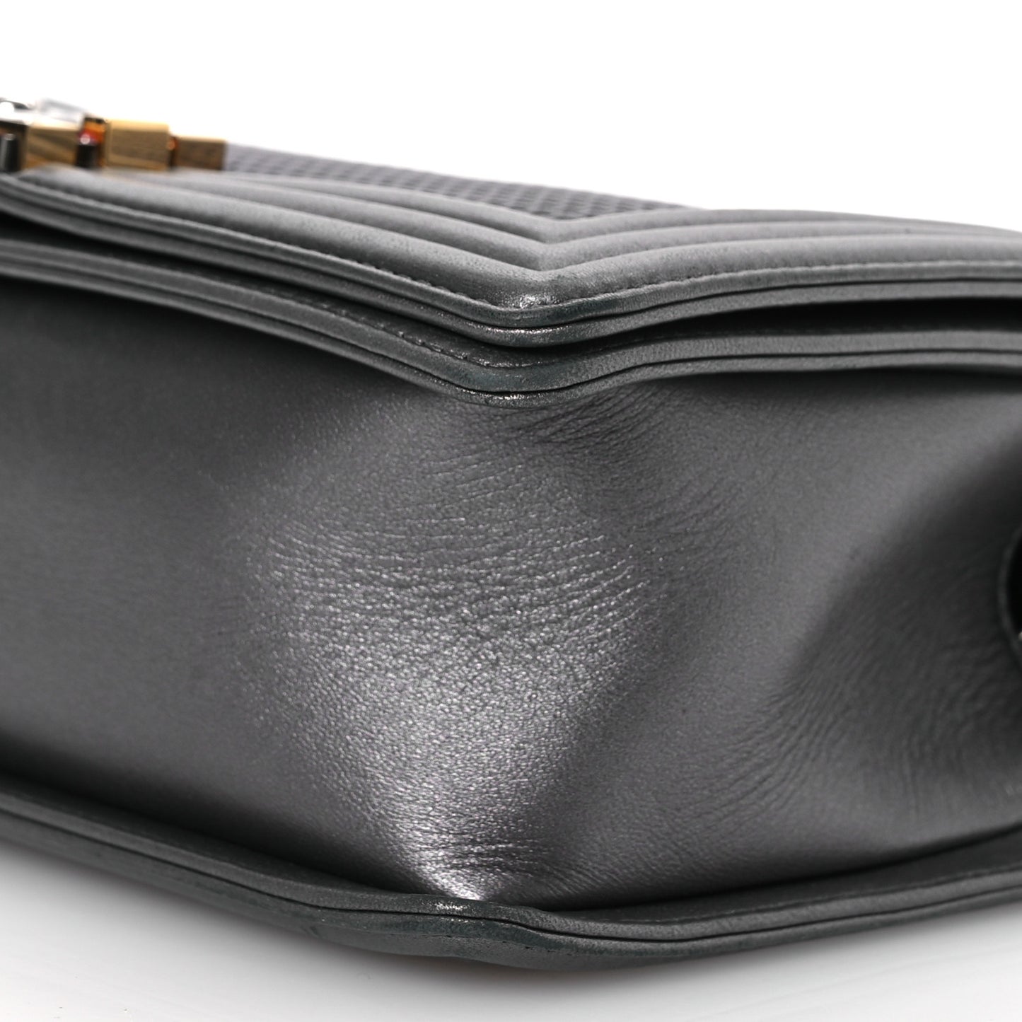 Lambskin Embossed Medium Boy Cube Flap Grey