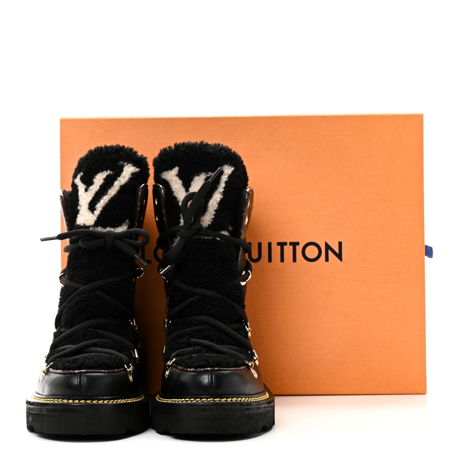 Louis Vuitton Grained Calfskin Shearling LV Beaubourg Ankle Boots 37.5 Black 9 of 9