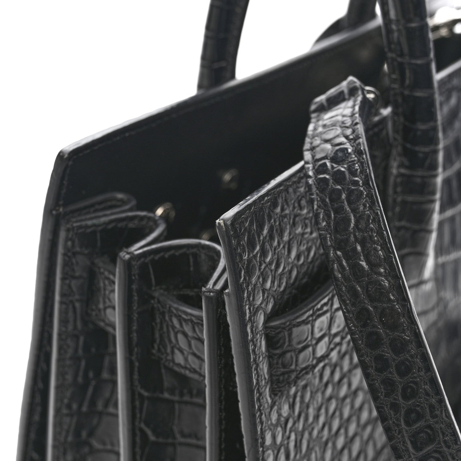 Saint Laurent Calfskin Crocodile Embossed Baby Sac De Jour Black 11 of 15