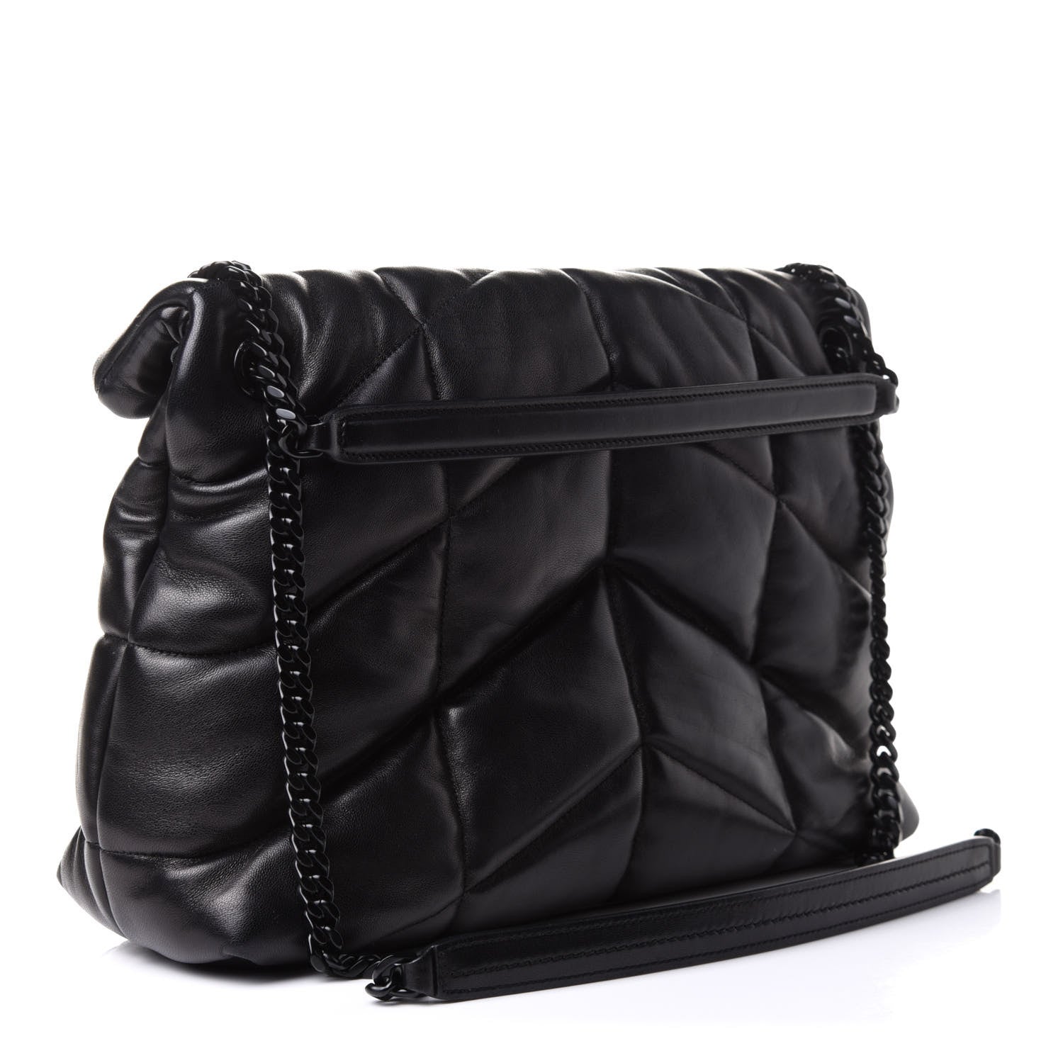 Saint Laurent Calfskin Quilted Medium Loulou Puffer Monogram Chain Satchel Black 3 of 10
