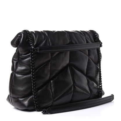 Saint Laurent Calfskin Quilted Medium Loulou Puffer Monogram Chain Satchel Black 3 of 10